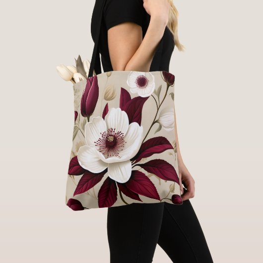 Floral Burgundy Pflanze Botanical Tasche (Von Nahem)