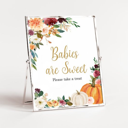 Floral Burgundy Pumpkin Babies sind süß Poster
