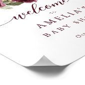 Floral Burgundy Pumpkin Baby Dusche Begrüßungszeic Poster (Ecke)