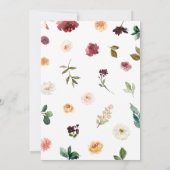 Floral Burgundy Pumpkin Baby Dusche Einladung (Rückseite)