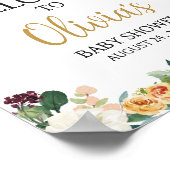 Floral Burgundy Pumpkin Baby Dusche Willkommen Poster (Ecke)