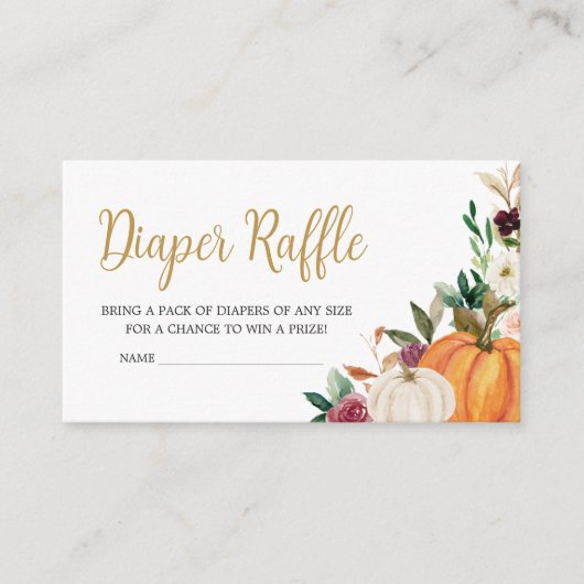 Floral Burgundy Pumpkin Baby Dusche Windelwanne Wi Begleitkarte (Vorderseite)