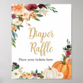 Floral Burgundy Pumpkin Baby Dusche Windelwanne Wi Poster (Vorne)