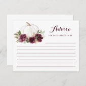 Floral Burgundy Pumpkin Baby Showcard Begleitkarte (Vorne/Hinten)