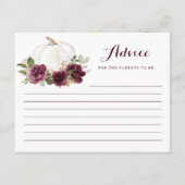 Floral Burgundy Pumpkin Baby Showcard Begleitkarte (Vorderseite)