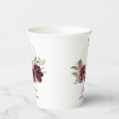 Floral Burgundy Pumpkin Fall Babydusche Pappbecher (Links)