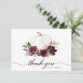 Floral Burgundy Pumpkin Fall Danke Karte (Stehend Vorderseite)