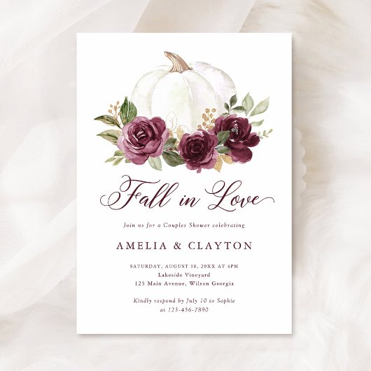 Floral Burgundy Pumpkin Fall in Liebe Couple Dusch Einladung