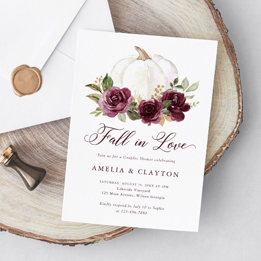 Floral Burgundy Pumpkin Fall in Liebe Couple Dusch Einladung