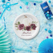 Floral Burgundy Pumpkin Marsala Baby Shower Fall Pappteller (Party)