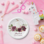 Floral Burgundy Pumpkin Marsala Baby Shower Fall Pappteller (Party)