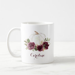 Floral Burgundy Pumpkin personalisierte Mug Kaffeetasse
