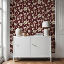 Floral Burgundy Red Beige Lily Botanisches Muster