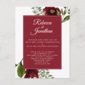 Floral Burgundy Red Wedding Einladungspostkarte (Vorderseite)