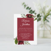 Floral Burgundy Red Wedding Einladungspostkarte (Stehend Vorderseite)