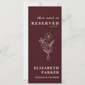 Floral Burgundy Reserved Seating Wedding Tag Einladung (Vorderseite)