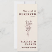 Floral Burgundy Reserved Seating Wedding Tag Einladung (Vorderseite)