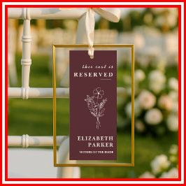 Floral Burgundy Reserved Seating Wedding Tag Einladung