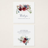 Floral Burgundy Script Wedding Danke Karte (Vorne & Hinten)