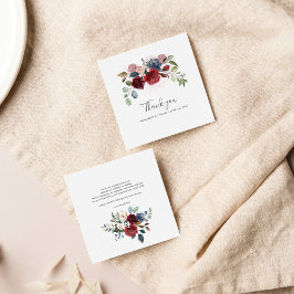 Floral Burgundy Script Wedding Vielen Dank Mitteilungskarte
