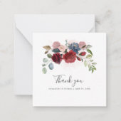 Floral Burgundy Script Wedding Vielen Dank Mitteilungskarte (Vorderseite)