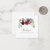 Floral Burgundy Script Wedding Vielen Dank Mitteilungskarte (Vorderseite/Rückseite Beispiel)