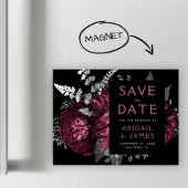 Floral Burgundy Silver Wedding Save the Date Magneteinladung