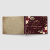 Floral Burgundy Sparkle Quinceanera Gästebuch (Voll)
