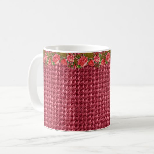 Floral Burgundy Tasse (Vorderseite Links)