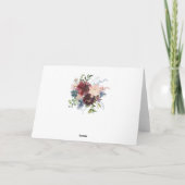 Floral Burgundy und Blue Wedding Vielen Dank Karte (Rückseite)