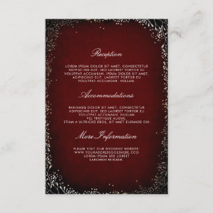 Floral Burgundy und Gold Wedding Information Guest Begleitkarte