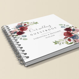 Floral Burgundy Watercolor Hochzeit im Herbst Gäst Notizblock