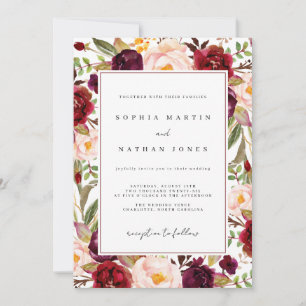 Floral Burgundy Watercolor Wedding Einladung