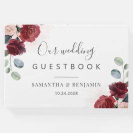 Floral Burgundy Watercolor Wedding Gästebuch