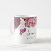 Floral Burgundy Wedding Bride Kaffeetasse (Vorderseite Links)