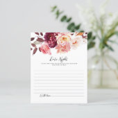 Floral Burgundy Wedding Date Night Idees Karten (Stehend Vorderseite)