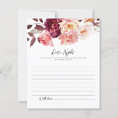 Floral Burgundy Wedding Date Night Idees Karten (Vorderseite)