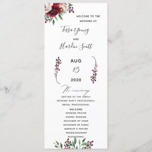 Floral Burgundy Wedding Flat Program Programm