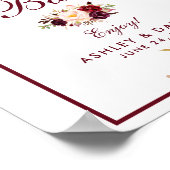 Floral Burgundy Wedding Mimosa Bar Poster (Ecke)