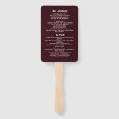 Floral Burgundy Wedding Program Hand Fan Fächer (Rückseite)