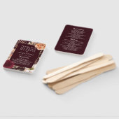 Floral Burgundy Wedding Program Hand Fan Fächer (Non-assembled)