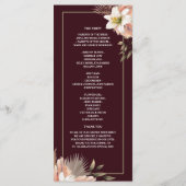 Floral Burgundy Wedding Program Programm (Rückseite)