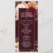 Floral Burgundy Wedding Program Programm (Vorderseite)