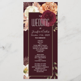 Floral Burgundy Wedding Program Programm