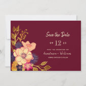 Floral Burgundy Wedding speichern das Datum Save The Date (Vorderseite)