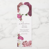 Floral Burgundy Wedding Welcome Flaschenanhänger (Vorderseite)