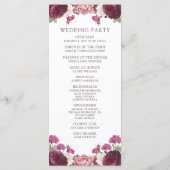 Floral Burgundy Wedding Zeremony Program Programm (Rückseite)