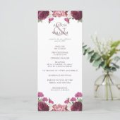 Floral Burgundy Wedding Zeremony Program Programm (Stehend Vorderseite)