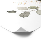 Floral Burgundy White Greenery Gold Brautparty Poster (Ecke)