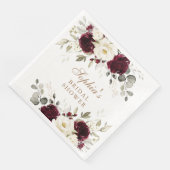 Floral Burgundy White Greenery Gold Brautparty Serviette (Ecke)